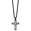 Chisel Stainless Steel Brushed and Black IP-plated with Cubic Zirconia Cross Pendant on a 24" Wheat Chain Necklace - 3 of 4