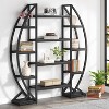 Tribesigns 55" Oval Bookshelf, Triple Wide 5 Tier Etagere Bookcase, Industrial Display Shelves for Living Room - image 2 of 4