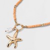 Seedbead Starfish Charm Pendant Necklace - A New Day™ Peach Orange - 4 of 4