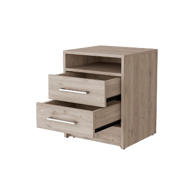 NicBex Nightstand with 2 Drawers, Bedside Table with 1 Shelf, Modern Night Stand for Bedroom Living Room