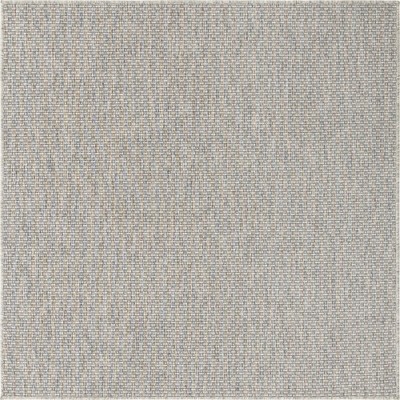 Light Gray Synthetic Square Outdoor Stain-resistant Area Rug