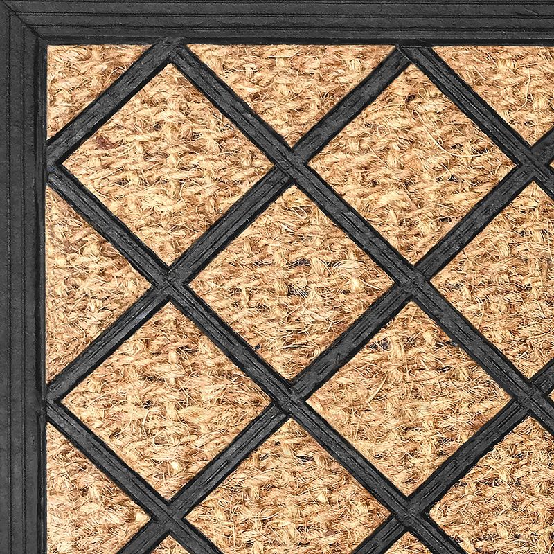 Kate Aurora Lenox Hill Lattice Coir Bristled Outdoor All Season Welcome Mat With Rubber Trim - 18"x30", 2 of 6