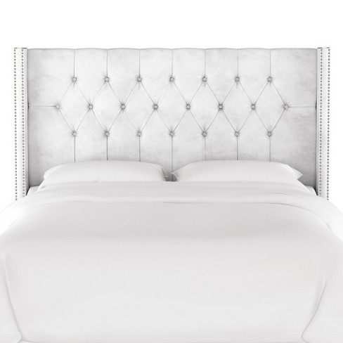 White headboard deals queen with diamonds