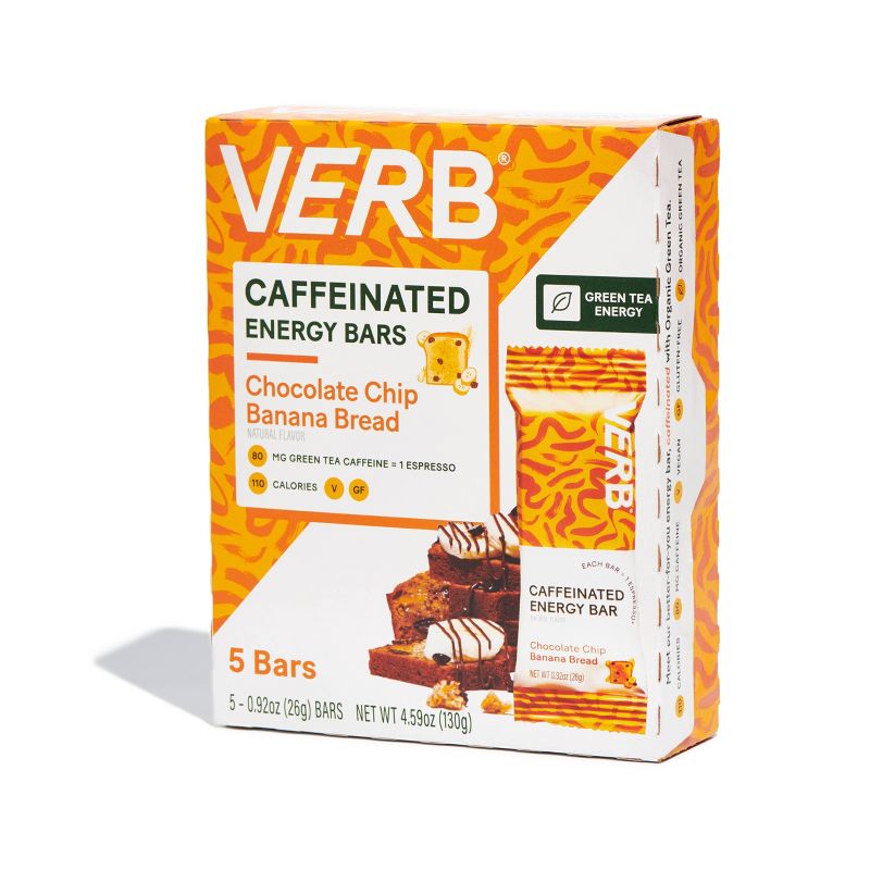 Verb Caffeinated Energy Bars - Chocolate Chip Banana Bread - 5ct/4.6oz, 1 of 7