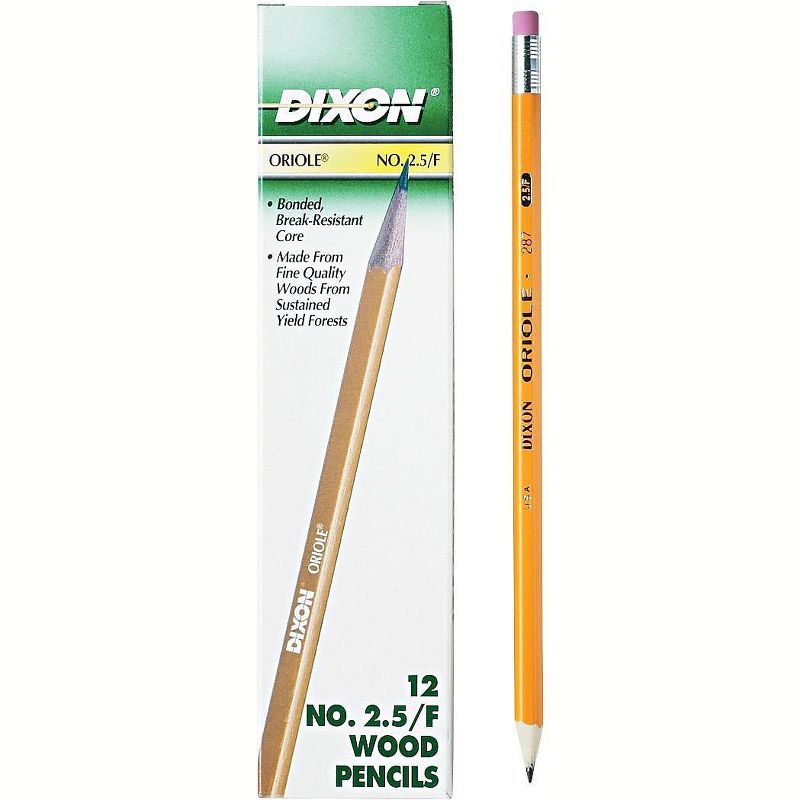 Dixon Oriole Woodcase Pencil F #2.5 Yellow Dozen 12875, 3 of 4