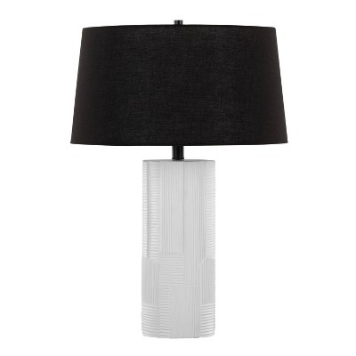 Petra 26" Black Linen Shade and Textured Polyresin Table Lamps