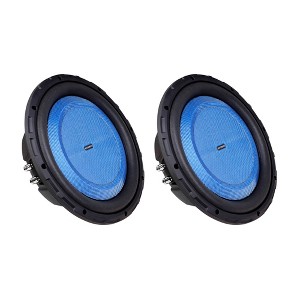 Hifonics 2 Pack ELITE 12 Inch Shallow Mount Car Subwoofer, Dual 4 Ohm Voice Coil Speaker 600 Watt Peak Power Mobile Amplifier, Black/Blue - 1 of 4
