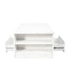 Modern Coffee Tables for Living Room, LED Coffee Table, Storage Coffee Table, Wood Center Table with 2 Drawers and Open Side Shelf, White - 3 of 4