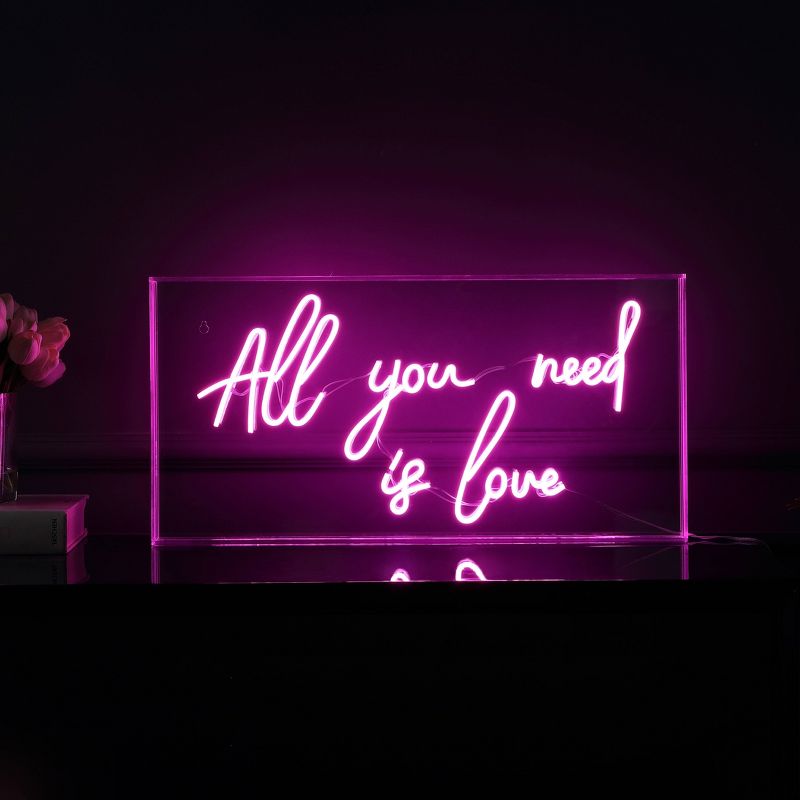 23.6&#34; x 11.7&#34; All You Need is Love Contemporary Glam Acrylic Box USB Operated LED Neon Light Pink - JONATHAN Y, 5 of 7