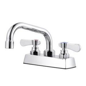 WOWOW Commercial Faucet with 6 in. Swivel Spout, Double Handle Deck Mount Standard Kitchen Faucet in Polished Chrome - 1 of 4