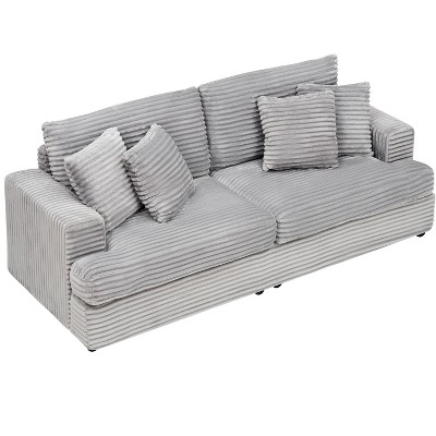 NicBex Corduroy Loveseat Sofa Upholstered 2 Seater Sofa Couch with 4 Matching Toss Pillows Modern Love Seat Couches for Living Room,Bedroom