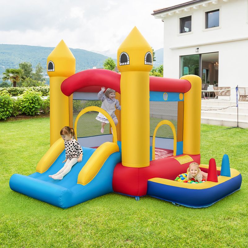 Costway Kids Bouncy Castle with  Slide & Ball Pit Ocean Balls & 480W Blower Included, 2 of 11