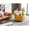 360-Degree Swivel Square Accent Sofa Chair, Plush Fabric Lounge Chair with Gold Metal Legs, Comfortable Armchair for Living Room - 4 of 4