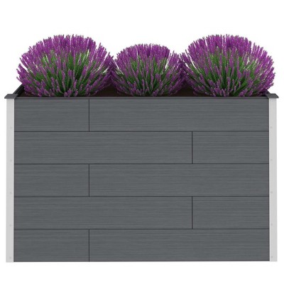 vidaXL Garden Raised Bed Gray Wood-plastic composite, Aluminum Large