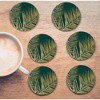 Courtside Market Jeweled Fronds Collection 4″ Circle Ceramic Coasters – 6 Piece Set - 2 of 3