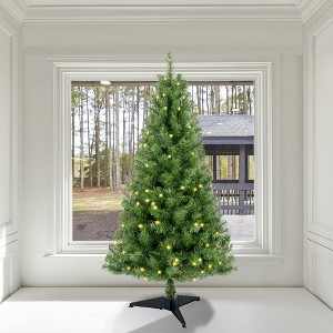 4FT Pre-Lit Artificial Christmas Tree, Artificial Christmas Tree With 241 Branch Tips, Xmas Tree Holiday Decoration with Stand For Home Party - 1 of 4