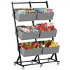 Wikineon 6-Pack Double Row Sorting Hamper in Grey: Multi-Compartment Laundry Organizers for Efficient Clothes Separation, Space-Saving Design Ideal - 2 of 4