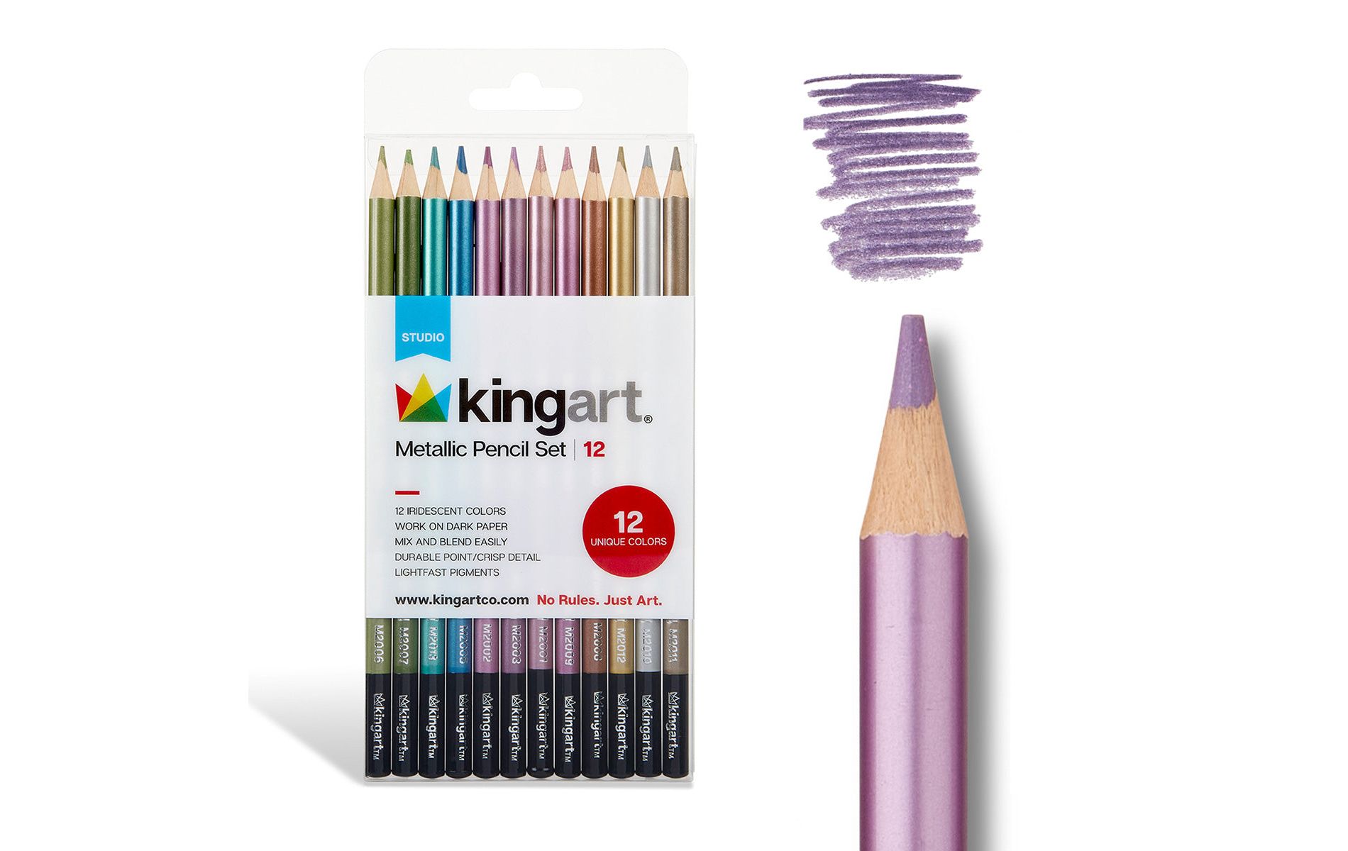 KINGART Metallic Colored Pencils, 12 pc