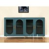 HomeRoots 60" Teal Blue Ribbed Texture Sideboard with Four Doors - 2 of 4