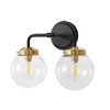 POWLIG 14.17" Black&Gold Modern Vanity Light Fixture - 2-Light Bathroom Mirror Lighting with Clear Glass Globe Shades - 2 of 4