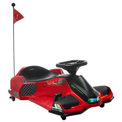 Aosom 12V Electric Go Kart, 5 MPH Drifting Car for Kids Outdoor Ride on Toy with Slow Start, Music, Colorful Lights, for 8-12 Years Old