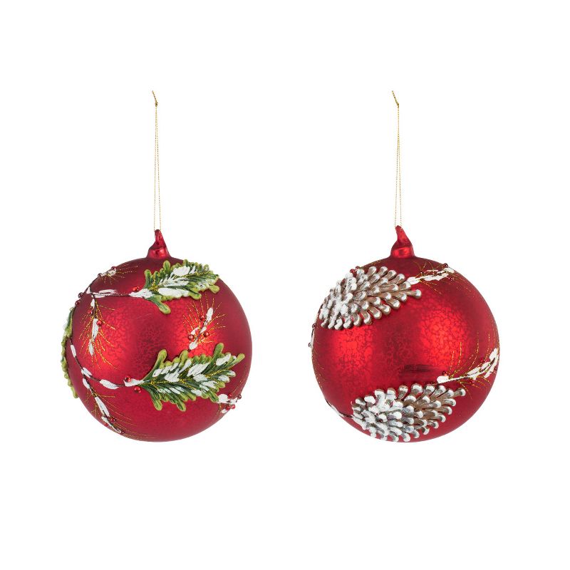 DEMDACO Oversized Red Holly Blown Glass Ornaments - 2 Assorted, 2 of 6
