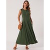 INSPIRE CHIC Women's Sleeveless Button Fit Flare A-Line Flowy Casual Long Dress - 3 of 4