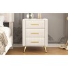 Lyngins 3 Drawers Nightstand with Marbling Stickers Worktop,End Table with Metal Legs and Handles for Bedroom,Living Room,Beige - 2 of 4