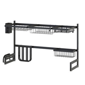 Artloge Over The Sink Dish Drying Rack 2 Tier Adjustable Metal Dish Drying Racks Shelf Kitchen Storage Organizer Drainer Tableware Set - 1 of 4