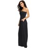 Women Strapless Floral Print Bohemian Boho Maxi Dress Casual Off Shoulder Beach Party Dress with Pockets - 2 of 4