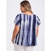 GRACE & GRANDEUR Women's Plus Size V Neck Pleated Ruffle Short Sleeve Tie Dye Casual Holiday Blouses - 3 of 4