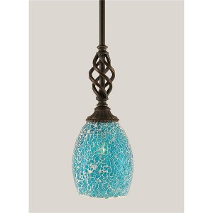 Toltec Lighting Elegante 1 - Light Pendant in  Dark Granite with 5" Turquoise Fusion Shade - 1 of 1