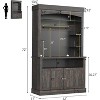 Coffee Bar Cabinet with LED Lights 72" Tall Buffet Cabinet with Storage Farmhouse Kitchen Sideboard Tall Coffee Hutch with Microwave Stand - 2 of 4