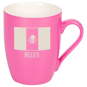 Elanze Designs Mexico Mexican Flag 10 Ounce Ceramic Laser-Etched Engraved Drinkware Mug, Metallic Princess Pink - 1 of 4