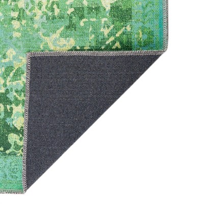 Spring Green Synthetic Medallion Washable Area Rug