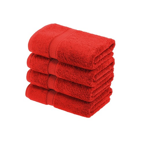 Solid Luxury Premium Cotton 900 Gsm Highly Absorbent 4 Piece Hand Towel  Set, Red By Blue Nile Mills : Target