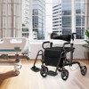 Gymax 2-in-1 Rollator Walker & Wheelchair Combo with Adjustable Handlebar Handbrake Removable Bag Senior Mobility Aid Blue/Black/Red - 3 of 4