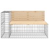 vidaXL Garden Bench With Gabion Basket Natural Pine, Silver - 4 of 4