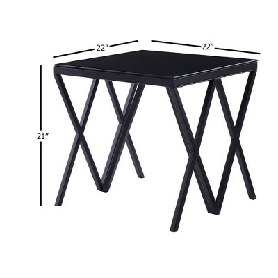 Magenta 22" Black Metal and Glass Square End Table