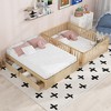 Twin/Full Size Wood Daybed with Fence Guardrails and 2 Drawers, Split into Independent Floor Bed & Daybed-ModernLuxe - 2 of 4