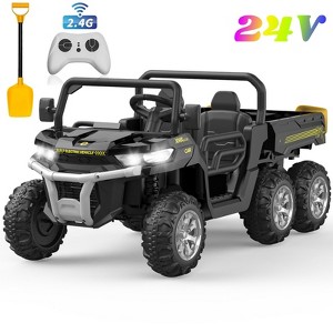 24 Volt 2 Seater Ride On Toys, 4WD 6 Wheels Electric Ride On UTV Cars for Big Kids,Ride On Dump Truck w/ Remote Control,Battery Display,Bluetooth,USB - 1 of 4