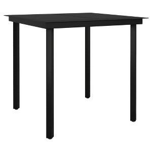 vidaXL Garden Dining Table Black Powder-coated steel, glass - 1 of 4