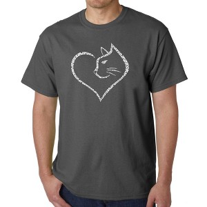 LA Pop Art Cat Heart - Men's Word Art T-Shirt - 1 of 4