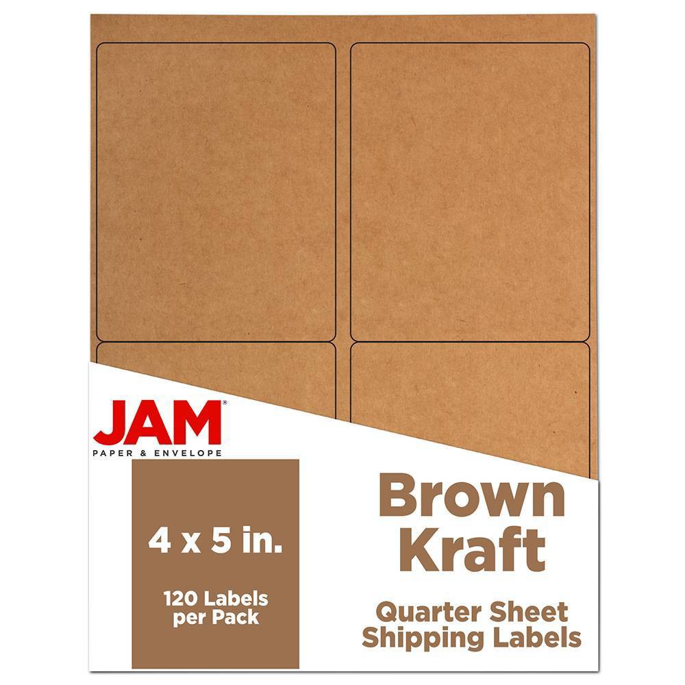 JAM Paper Shipping Labels 4" X 5" 120ct - Brown