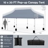 Costway 10 x 20 FT Pop-up Canopy UPF50+ Sun Protection Tent with Carrying Bag Blue/Black/Grey/White/Pink - 3 of 4