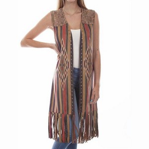 Women's Microfiber Long Serape Print Vest - Scully - 1 of 2