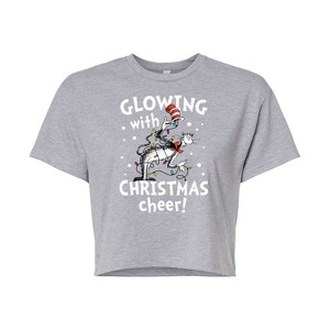 Women's - The Cat in the Hat - Glowing Christmas Cheer Cropped Graphic T-Shirt - 1 of 4