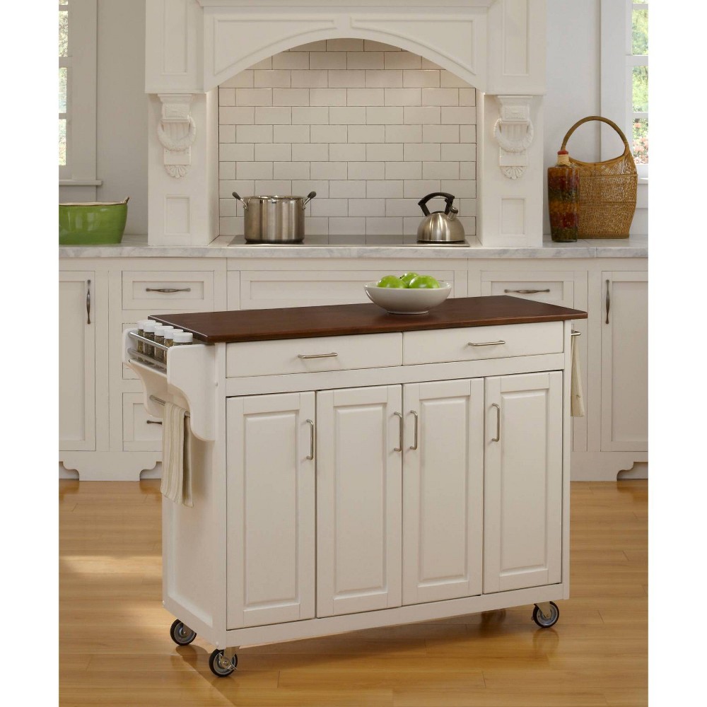 Kitchen Carts And Islands with Wood Top Red/White Home Styles