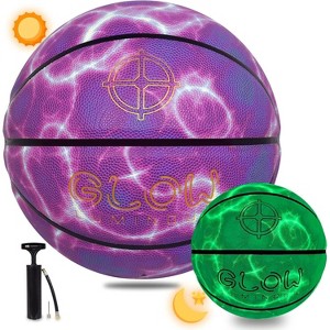 KUYOTQ Glow in The Dark Glowing Basketball Composite Leather Luminous Size 7 Basketball 29.5" Gift for Men Women in&Outdoor Night Game(Deflated) - 1 of 4