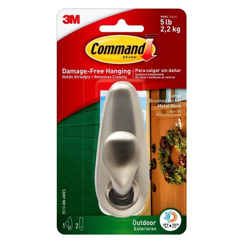 Command Outdoor Large Metal Hook, All Weather Foam Strips Included